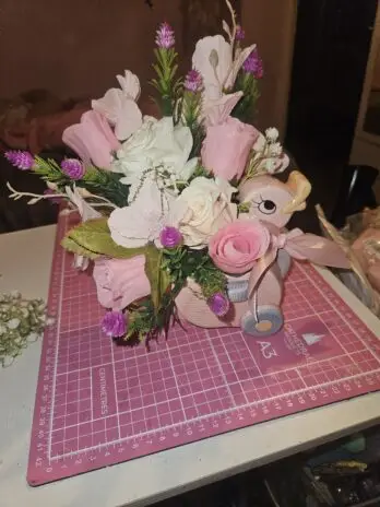 Baby pink duck flower arrangement