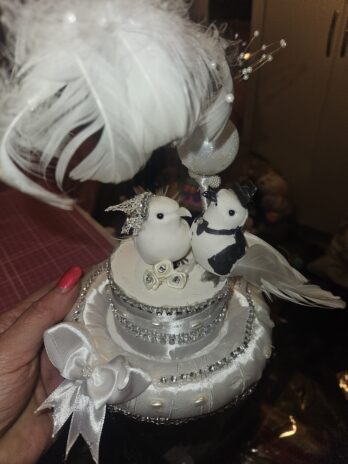 Bride and groom doves wedding cake topper